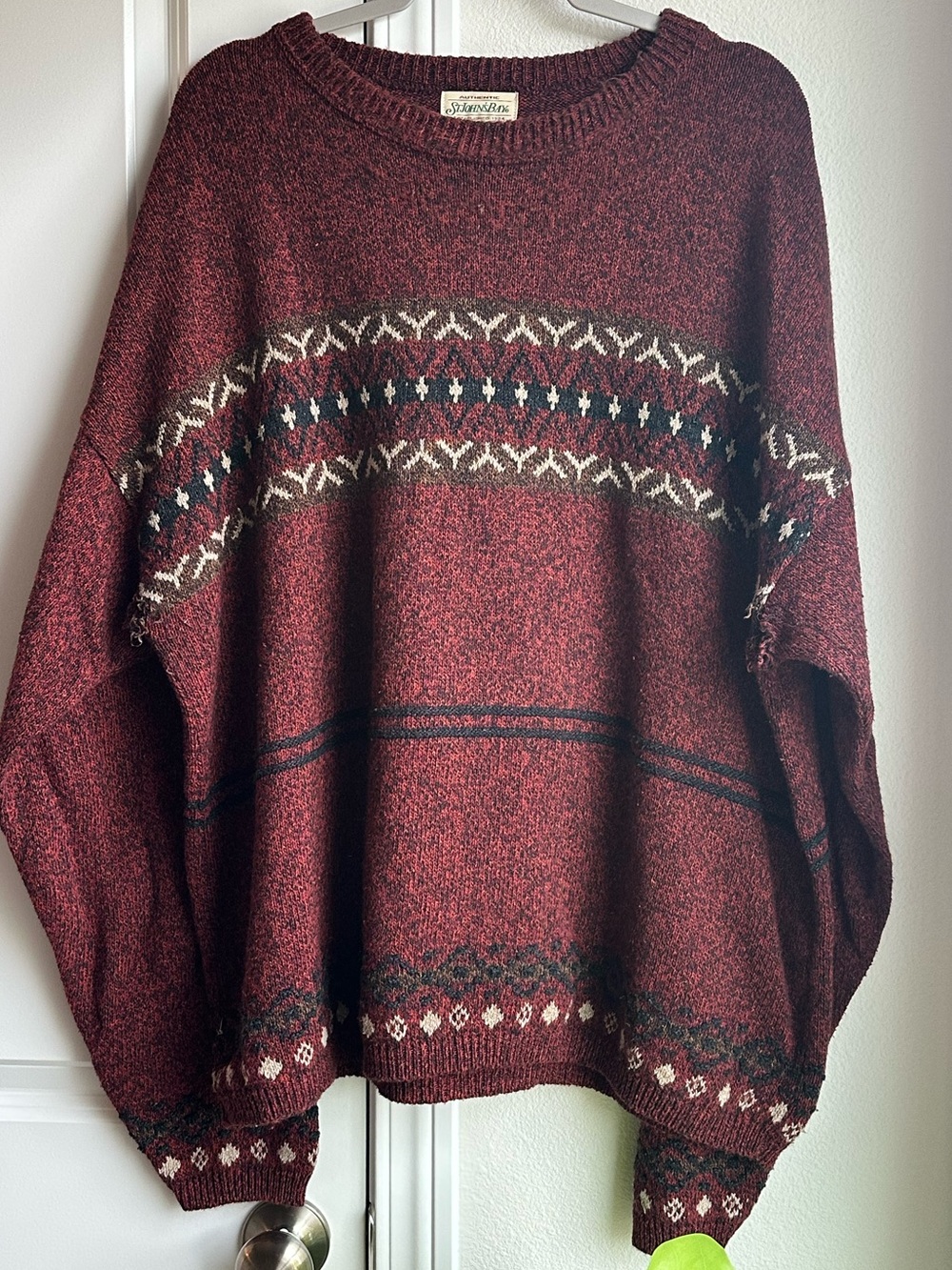 Vintage Maroon Fair Isle Cotton Sweater